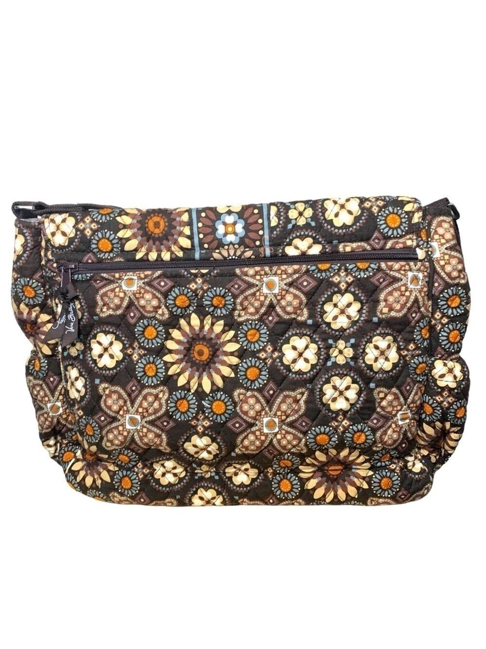 Vera Bradley Crossbody Baby Diaper Messenger Floral Travel Bag Brown Ajust Strap - Picture 2 of 13